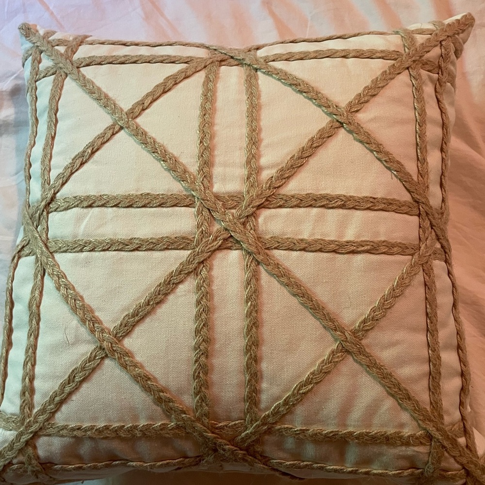NWOT Pottery Barn Cream and Tan Accent Pillow boho